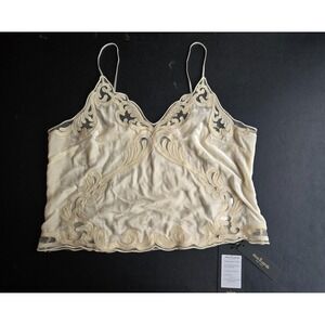 Rich Radi Q's women's XL ivory silk blend lace embroidered camisole NWT $119